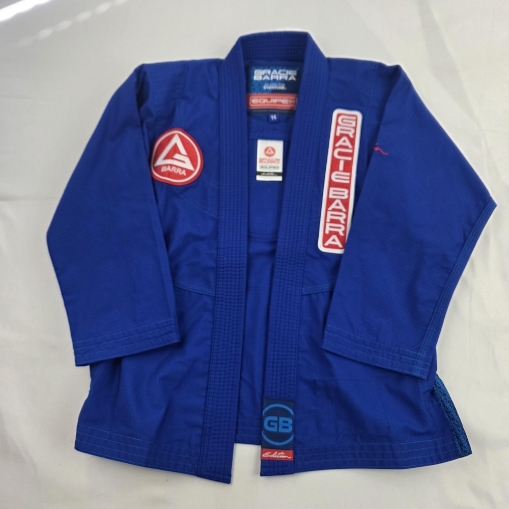 Gracie Jiu-Jitsu Gracie Barra BJJ Gi Jacket Kids Y4 Blue Jiu Jitsu Top Only